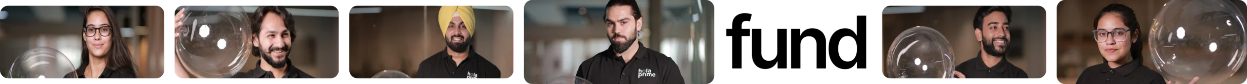 Hola Prime team, enjoying fun moments with bubbles — showcasing diverse talent, tech culture, and mentioning the black 'fund' highlighted on it